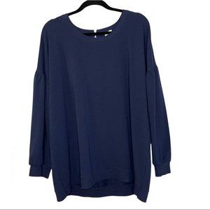 Cable & Gauge Lace Up Pullover Sweatshirt Navy
